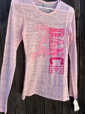 Kavio Dance Burnout Long Sleeve Tee Pink Graphic Lightweight Size Large NWT